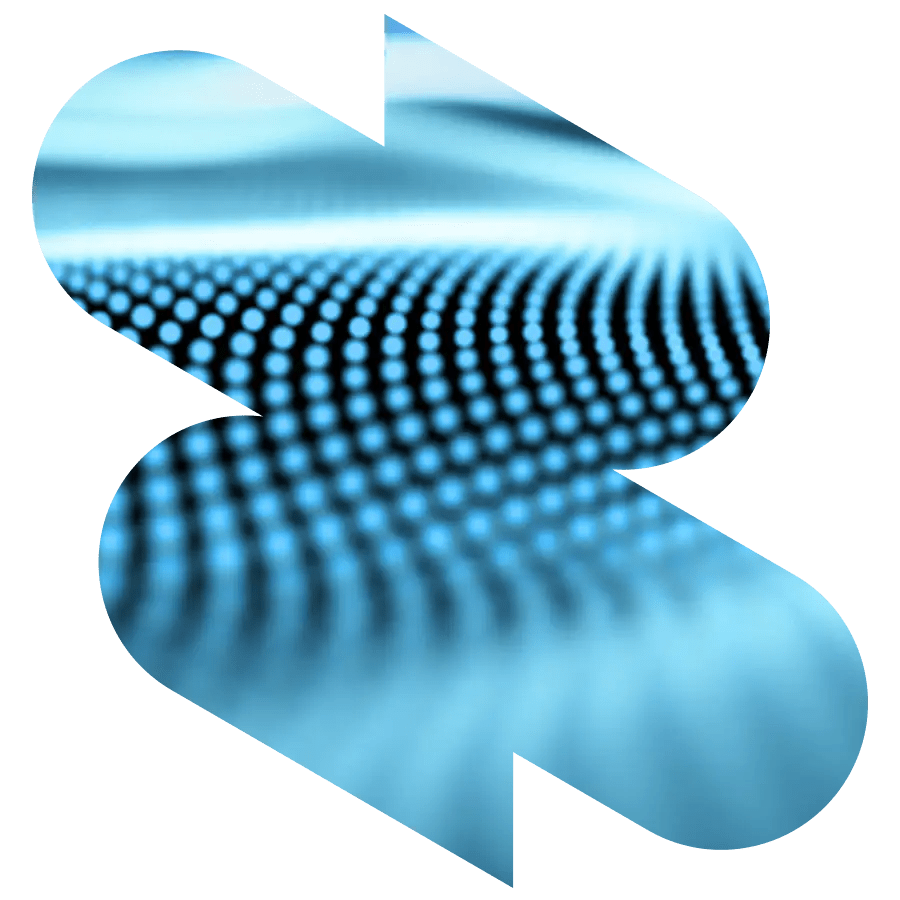 Abstract blue dots forming a wave pattern inside a bold, stylized “S” evoke Artificial Intelligence on a white background.
