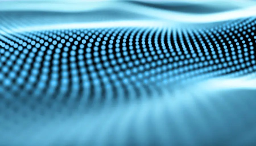 A wavy surface covered in glowing blue dots evokes a futuristic digital pattern, hinting at seamless order fulfillment.