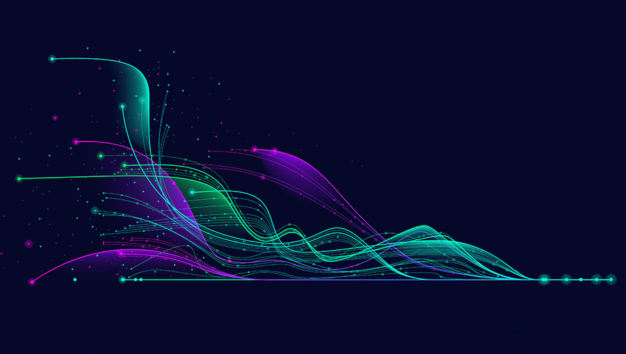 Flowing neon lines on a dark background, symbolizing progress in reducing readmissions before hospital discharge.