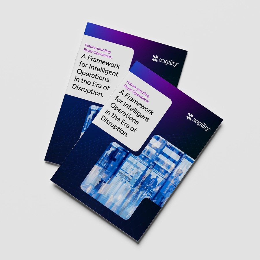 Two Agility-branded booklets on a white surface outline how to Orchestrate Intelligent Operations amid disruption.