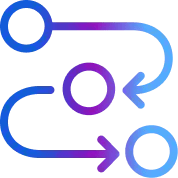 Three gradient blue-purple circles connect by arrows, illustrating Provider Operations, on a light gray background.