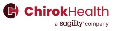 The ChirokHealth logo with a maroon abstract C icon, followed by the text a sagility company in a smaller font.